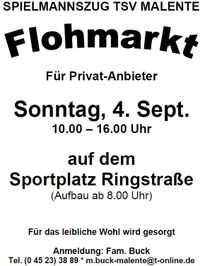 Flohmarkt Spielmannzug TSV Malente - Sonntag 4.9.2022 10-16 Uhr
